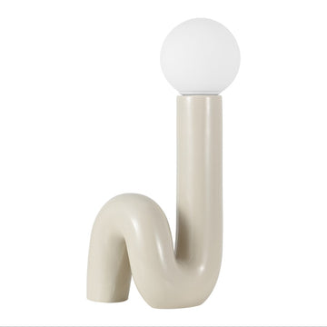 Katya 18" Scandinavian Minimalist Ceramic Spiral Tube LED Table Lamp - JONATHAN Y
